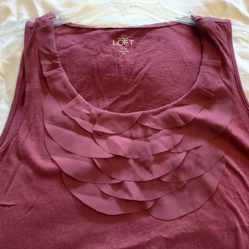 LOFT Plum Ruffle Tank - Picture 7 of 8
